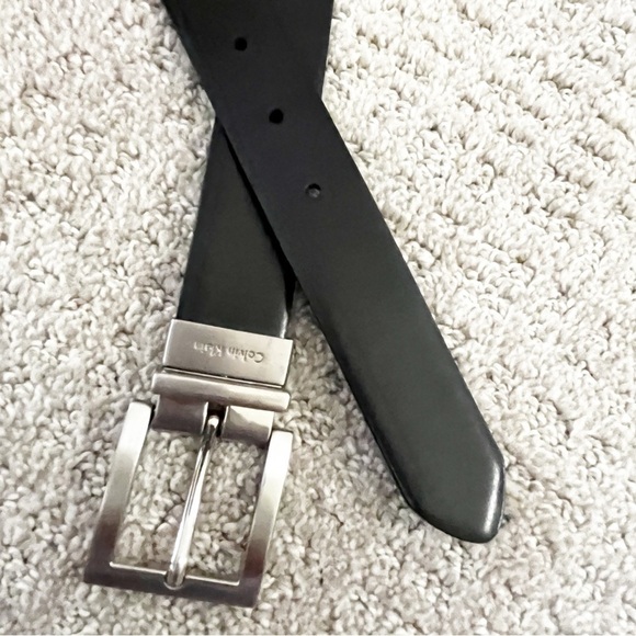 Calvin Klein Junior Boy Black Teen Brown Belt Sz M 30 Reversible Buckle Classic - Picture 5 of 8